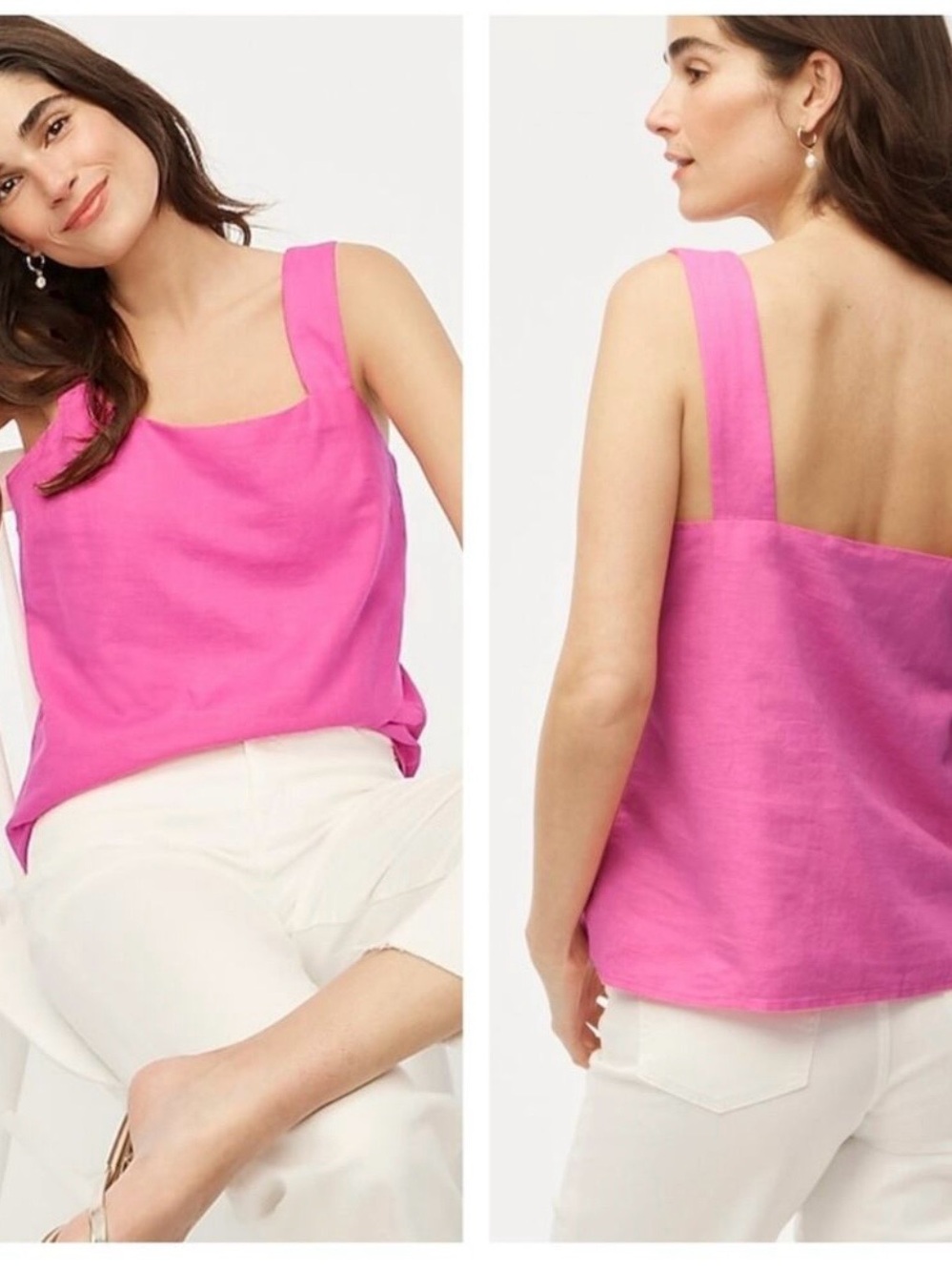 JCREW Pink Linen Shift Tank